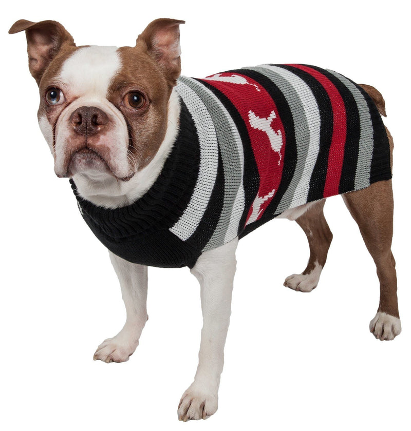 Pet Life ® Dog Patterned Fashion Striped Ribbed Turtle Neck Dog Sweater - BIG FRENCHIES
