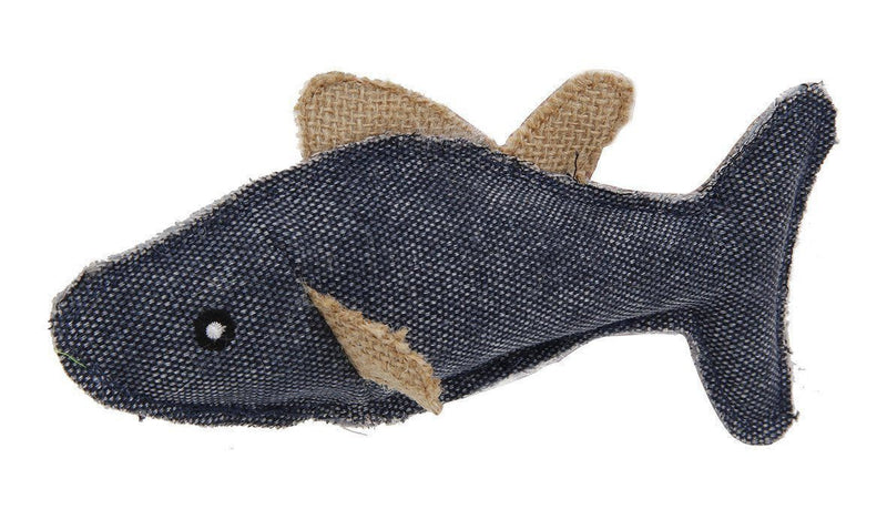 Pet Life ® Durable Fish Denim Plush Teaser Cat Toy - BIG FRENCHIES