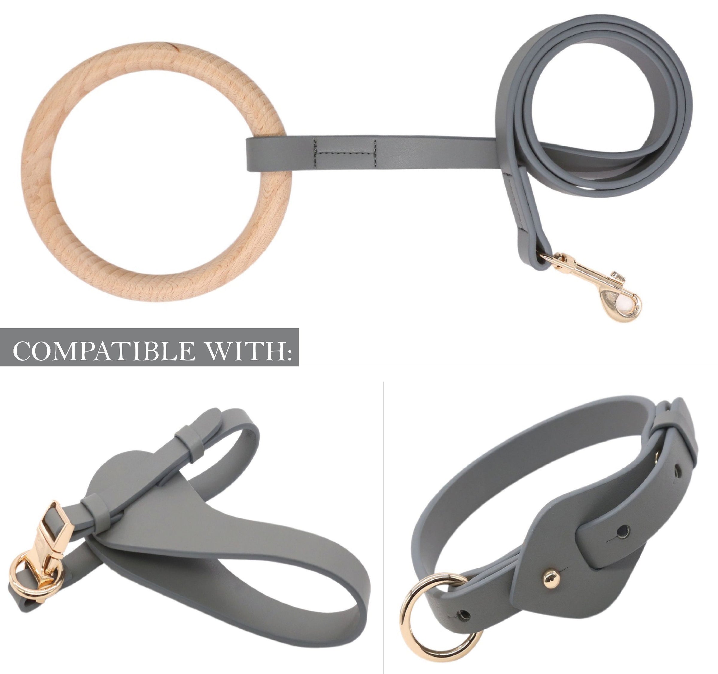 Pet Life ® 'Ever-Craft' Boutique Series Beechwood and Leather Designer Dog Leash - BIG FRENCHIES