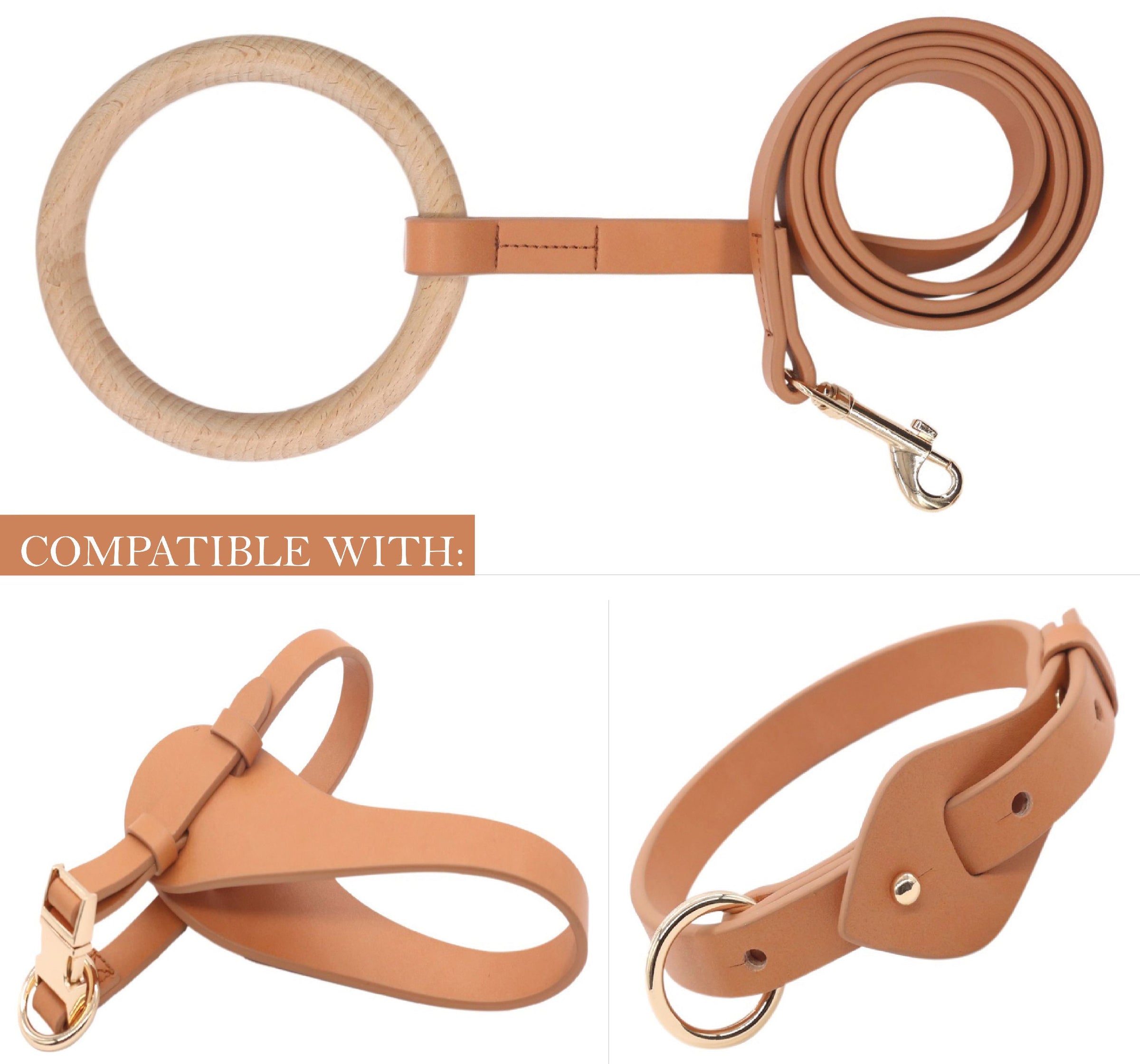 Pet Life ® 'Ever-Craft' Boutique Series Beechwood and Leather Designer Dog Leash - BIG FRENCHIES