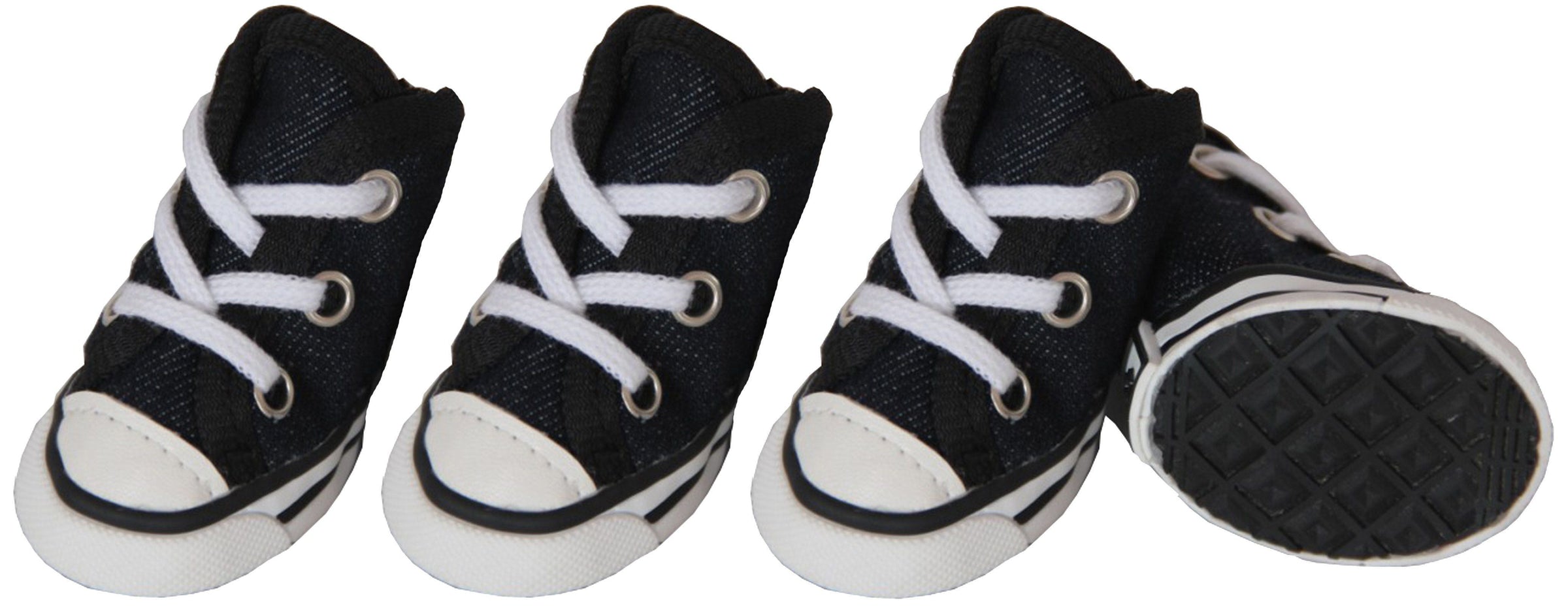 Pet Life ® 'Extreme-Skater' Canvas Casual Grip Pet Dog Shoes Sneakers - Set Of 4 - BIG FRENCHIES