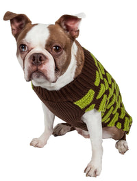Pet Life ® Fashion Weaved Heavy Knit Designer Ribbed Turtle Neck Dog Sweater - BIG FRENCHIES