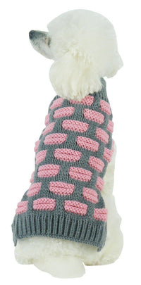 Pet Life ® Fashion Weaved Heavy Knit Designer Ribbed Turtle Neck Dog Sweater - BIG FRENCHIES