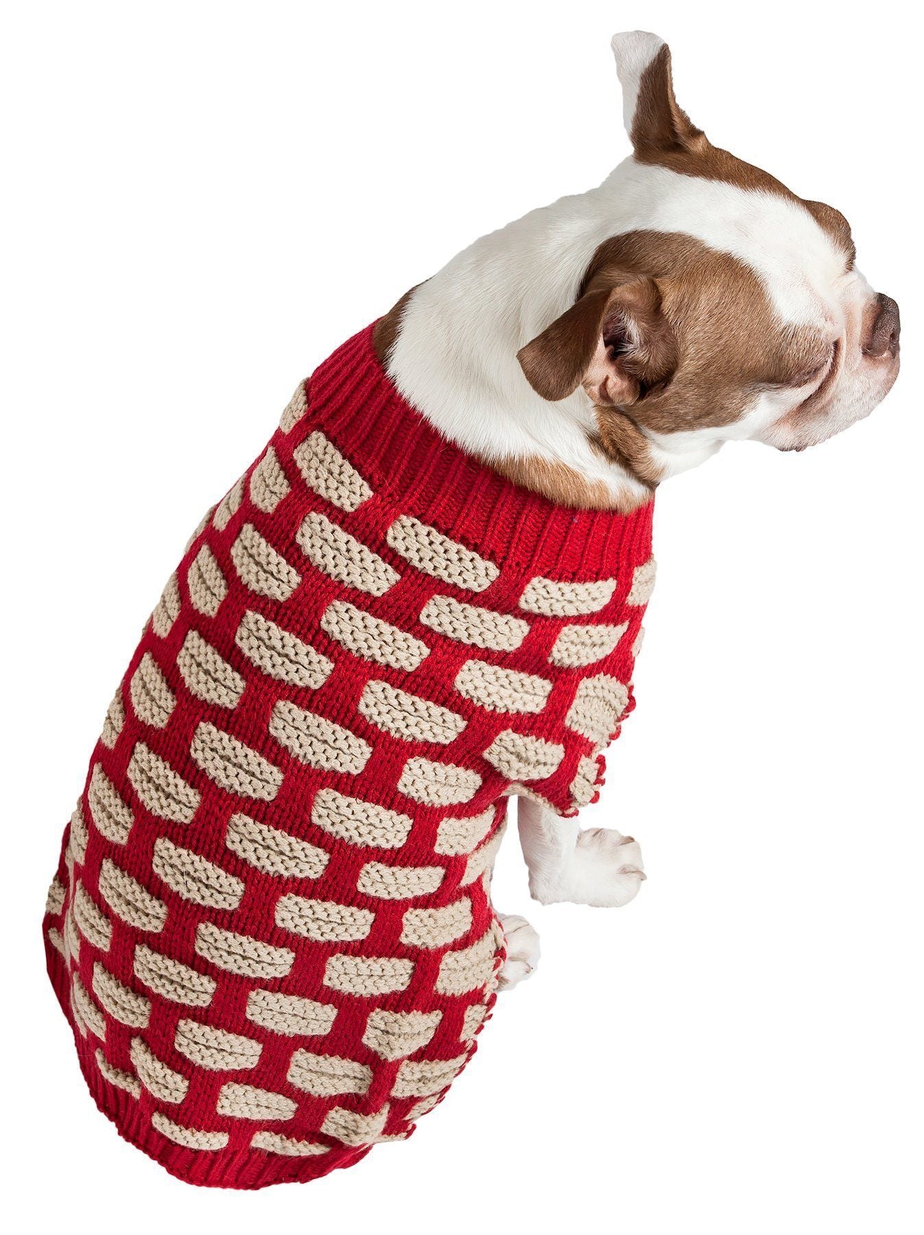 Pet Life ® Fashion Weaved Heavy Knit Designer Ribbed Turtle Neck Dog Sweater - BIG FRENCHIES