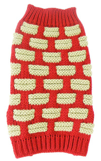 Pet Life ® Fashion Weaved Heavy Knit Designer Ribbed Turtle Neck Dog Sweater - BIG FRENCHIES