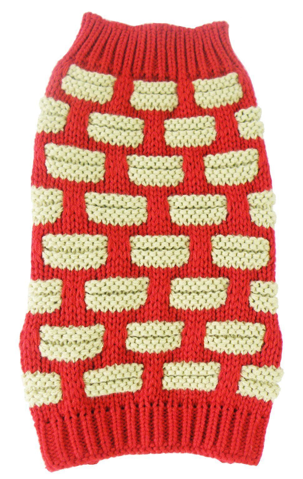 Pet Life ® Fashion Weaved Heavy Knit Designer Ribbed Turtle Neck Dog Sweater - BIG FRENCHIES