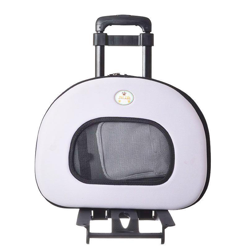 Pet Life ® 'Final Destination' Airline Approved 2-in-1 Tough-Shell Wheeled Collapsible Travel Fashion Pet Dog Carrier Crate - BIG FRENCHIES