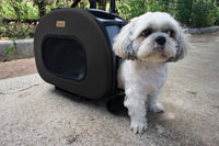 Pet Life ® 'Final Destination' Airline Approved 2-in-1 Tough-Shell Wheeled Collapsible Travel Fashion Pet Dog Carrier Crate - BIG FRENCHIES