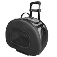Pet Life ® 'Final Destination' Airline Approved 2-in-1 Tough-Shell Wheeled Collapsible Travel Fashion Pet Dog Carrier Crate - BIG FRENCHIES