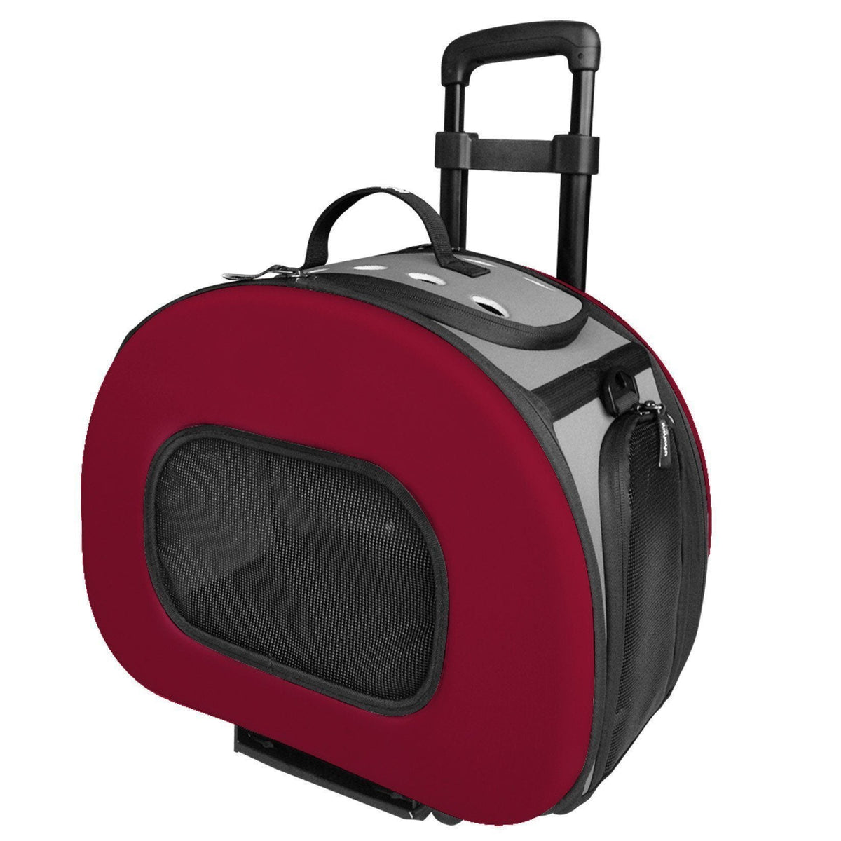 Pet Life ® 'Final Destination' Airline Approved 2-in-1 Tough-Shell Wheeled Collapsible Travel Fashion Pet Dog Carrier Crate - BIG FRENCHIES