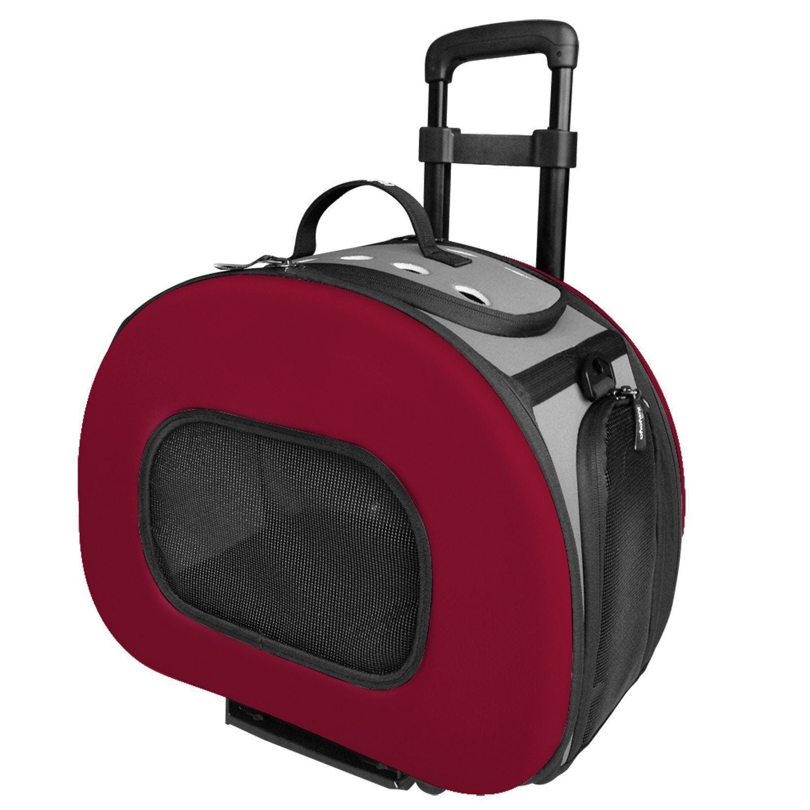 Pet Life ® 'Final Destination' Airline Approved 2-in-1 Tough-Shell Wheeled Collapsible Travel Fashion Pet Dog Carrier Crate - BIG FRENCHIES