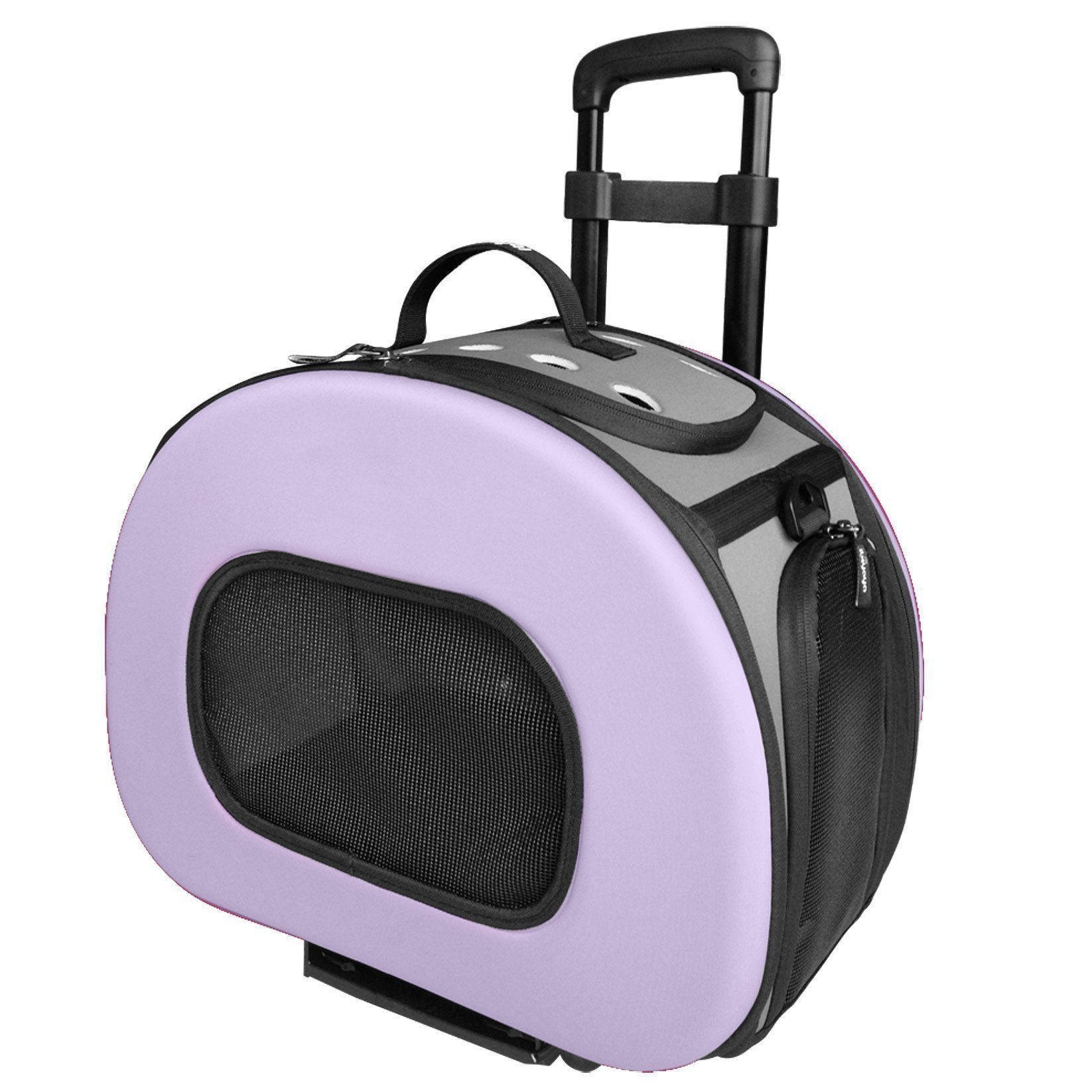 Pet Life ® 'Final Destination' Airline Approved 2-in-1 Tough-Shell Wheeled Collapsible Travel Fashion Pet Dog Carrier Crate - BIG FRENCHIES