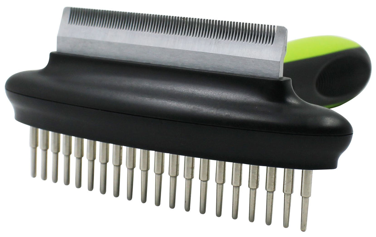 Pet Life ® Flex Series 2-in-1 Dual-Sided Grooming Undercoat Pet Rake and Deshedder - BIG FRENCHIES