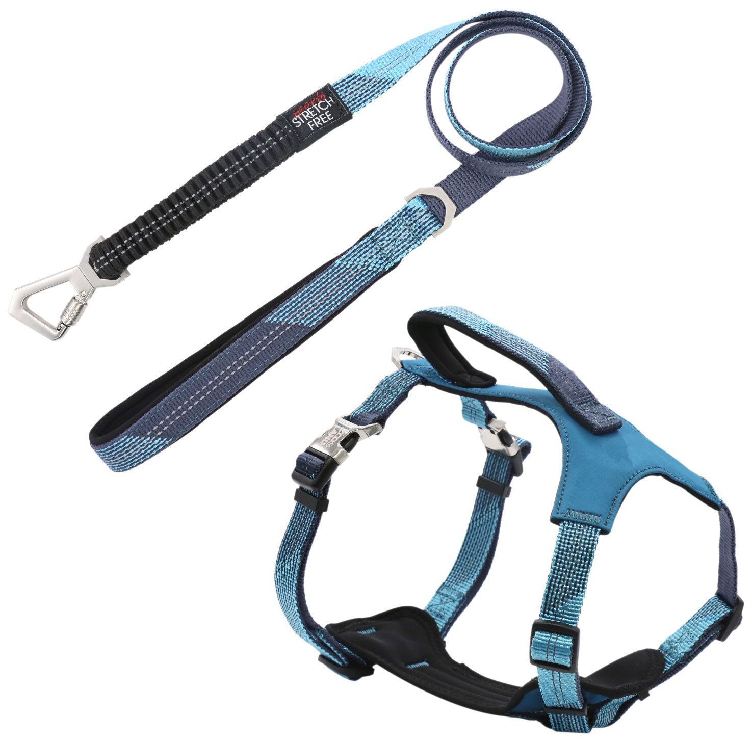 Pet Life ® 'Geo-prene' 2-in-1 Shock Absorbing Neoprene Padded Reflective Dog Leash and Harness - BIG FRENCHIES