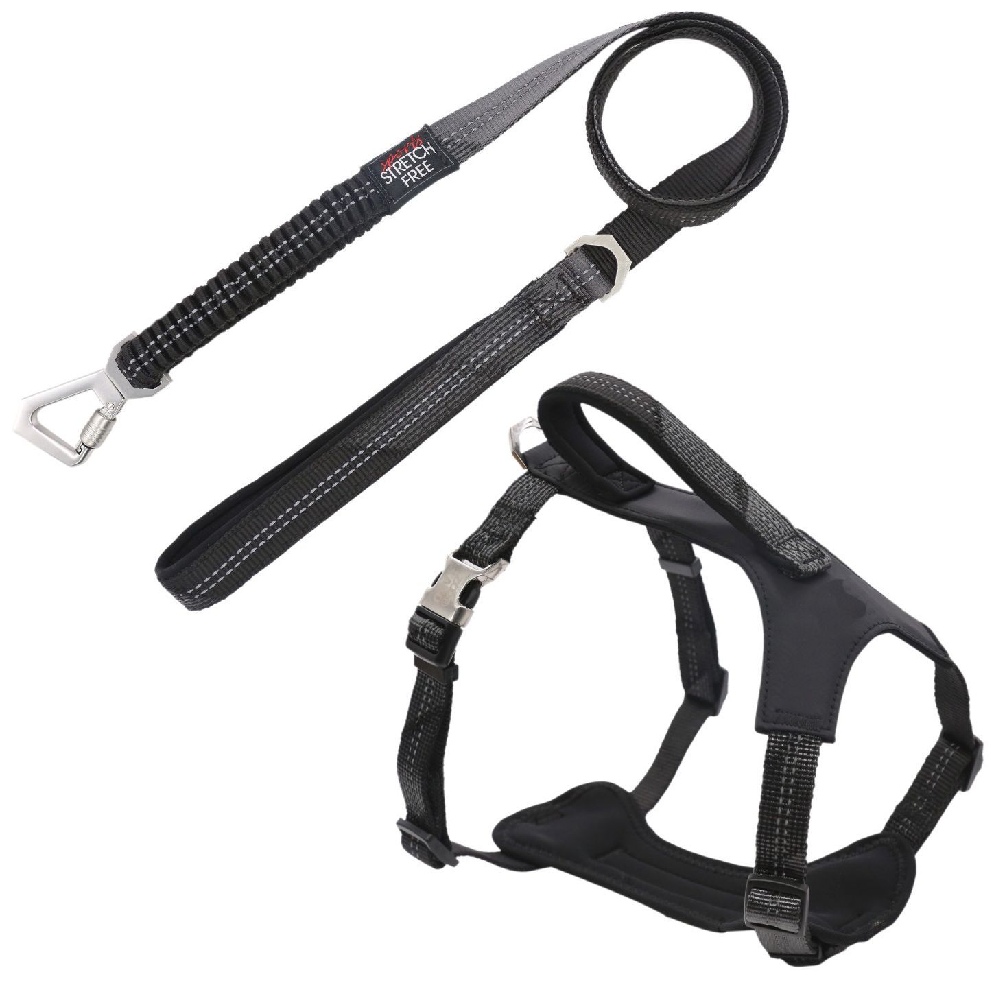 Pet Life ® 'Geo-prene' 2-in-1 Shock Absorbing Neoprene Padded Reflective Dog Leash and Harness - BIG FRENCHIES