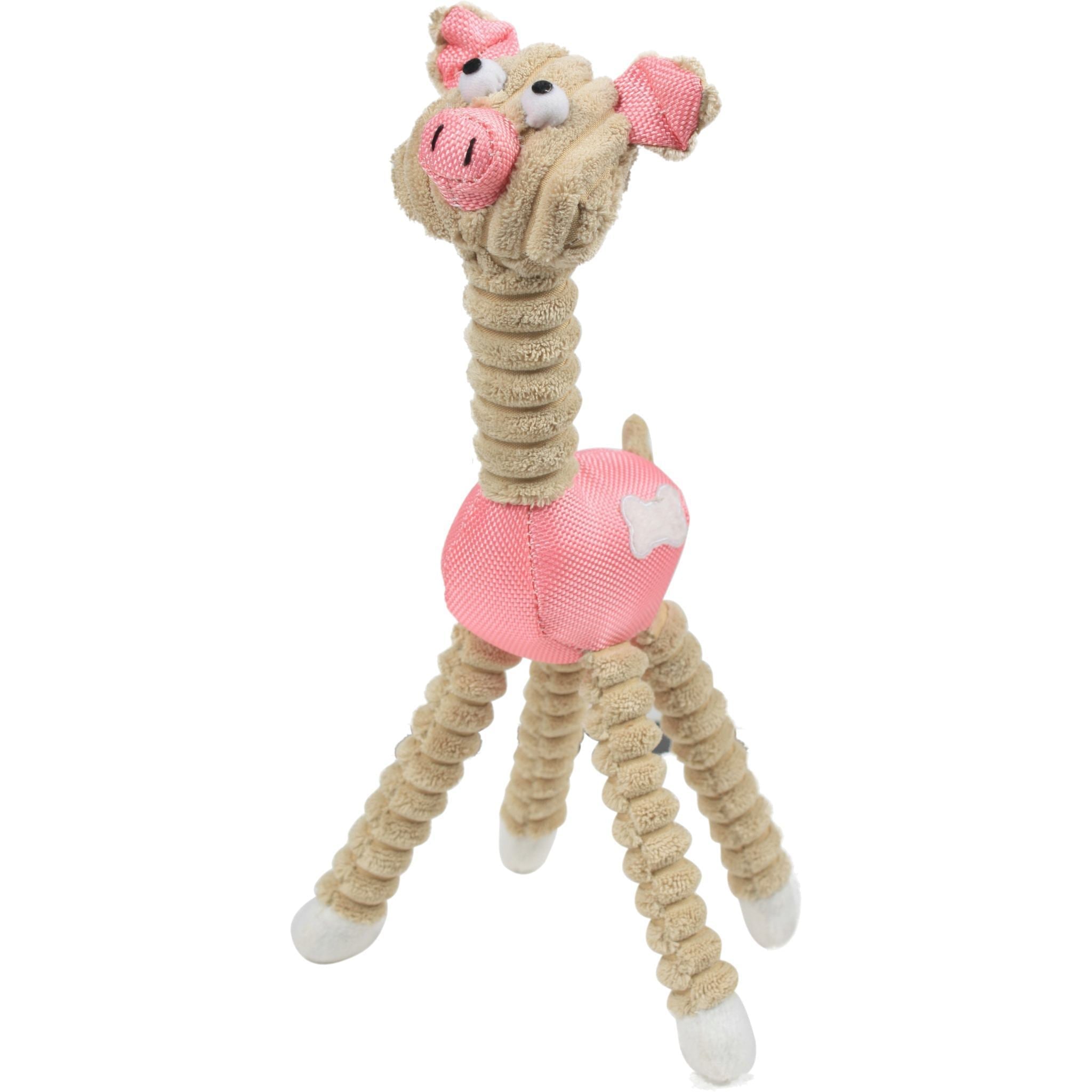 Pet Life ® 'Giraffe Cow' All Natural Recyclable Jute Rope and Squeak Chew Pet Dog Toy - BIG FRENCHIES