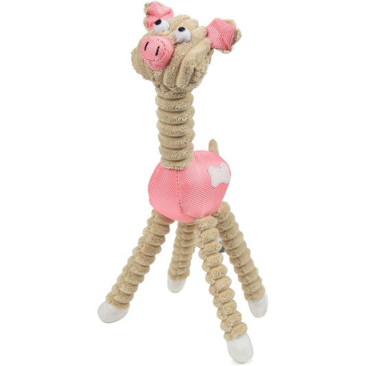 Pet Life ® 'Giraffe Cow' All Natural Recyclable Jute Rope and Squeak Chew Pet Dog Toy - BIG FRENCHIES