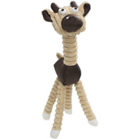 Pet Life ® 'Giraffe Cow' All Natural Recyclable Jute Rope and Squeak Chew Pet Dog Toy - BIG FRENCHIES