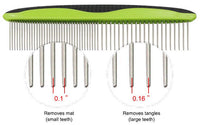 Pet Life ® Grip Ease' Wide and Narrow Tooth Grooming Pet Comb - BIG FRENCHIES