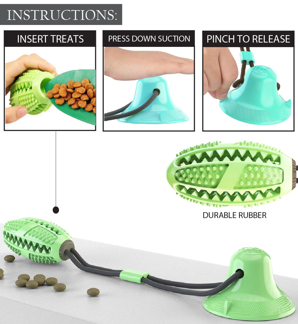 Pet Life ® 'Grip N' Play' Treat Dispensing Football Shaped Suction Cup Dog Toy - BIG FRENCHIES