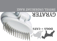 Pet Life ® 'Gyrater' Swivel Travel Dual-Rowed Grooming Undercoat Pet Rake - BIG FRENCHIES