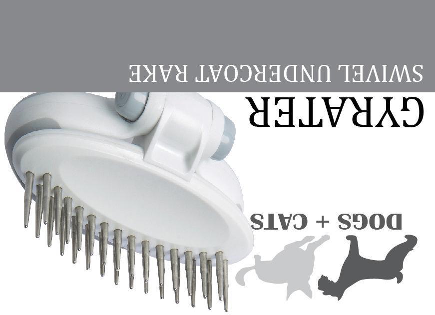 Pet Life ® 'Gyrater' Swivel Travel Dual-Rowed Grooming Undercoat Pet Rake - BIG FRENCHIES