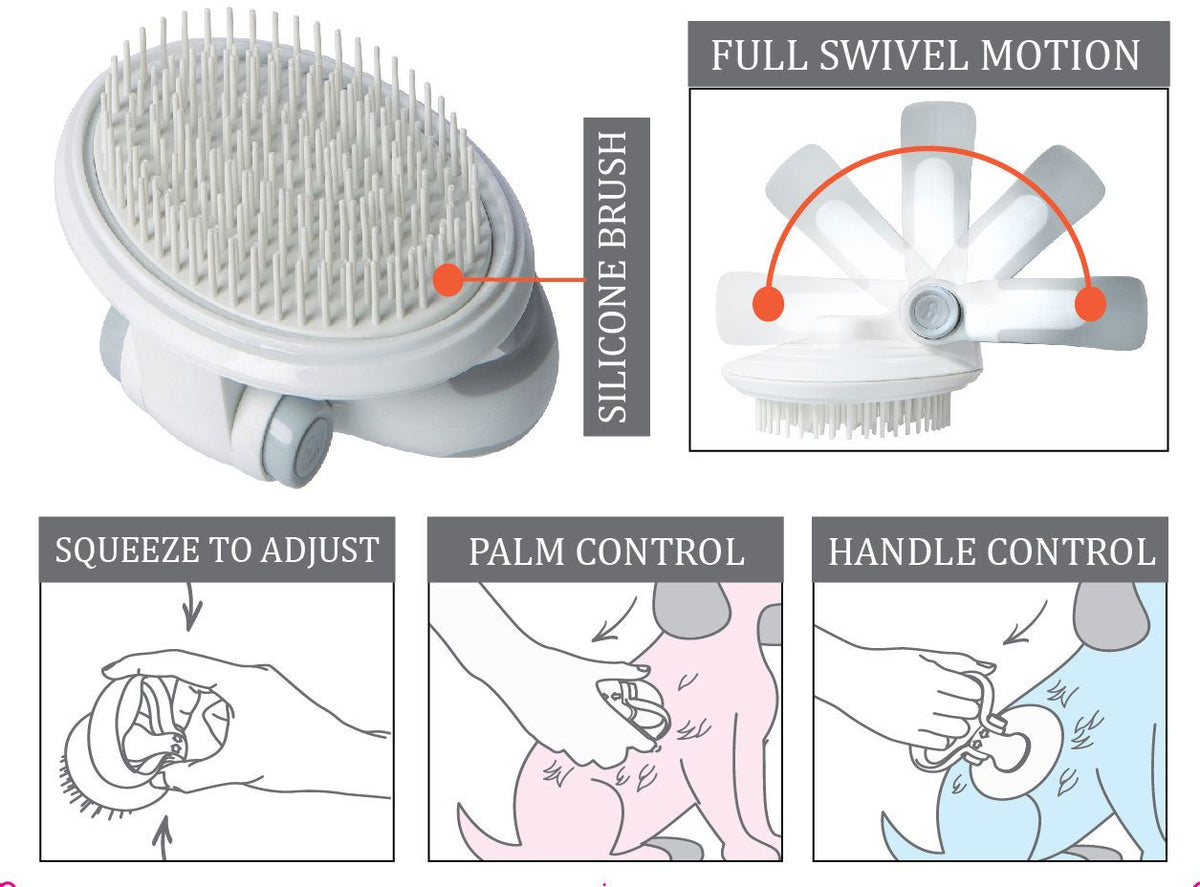 Pet Life ® 'Gyrater' Swivel Travel Soft Grooming Pet Pin Brush - BIG FRENCHIES