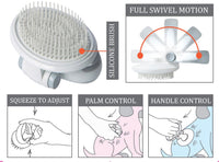 Pet Life ® 'Gyrater' Swivel Travel Soft Grooming Pet Pin Brush - BIG FRENCHIES