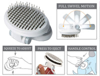 Pet Life ® 'Gyrater' Travel Self-Cleaning Swivel Grooming Pet Pin Brush - BIG FRENCHIES