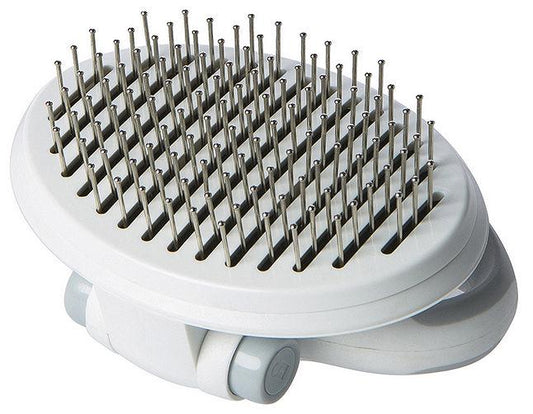 Pet Life ® 'Gyrater' Travel Self-Cleaning Swivel Grooming Pet Pin Brush - BIG FRENCHIES