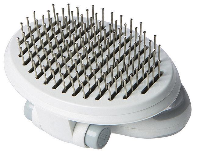 Pet Life ® 'Gyrater' Travel Self-Cleaning Swivel Grooming Pet Pin Brush - BIG FRENCHIES