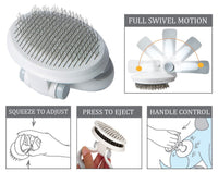 Pet Life ® 'Gyrater' Travel Self-Cleaning Swivel Grooming Slicker Pet Brush - BIG FRENCHIES