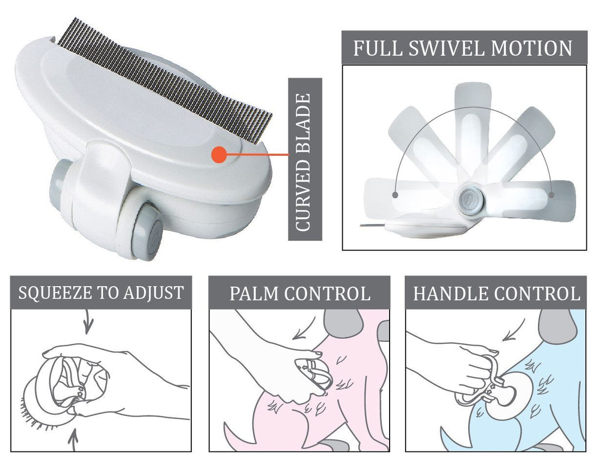 Pet Life ® 'Gyrater' Travel Swivel Curved Pet Grooming Pin Comb - BIG FRENCHIES
