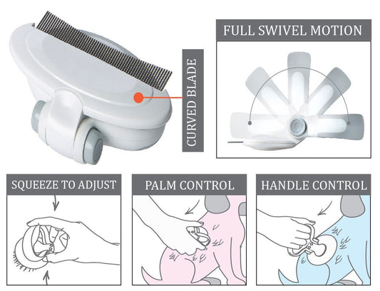 Pet Life ® 'Gyrater' Travel Swivel Curved Pet Grooming Pin Comb - BIG FRENCHIES