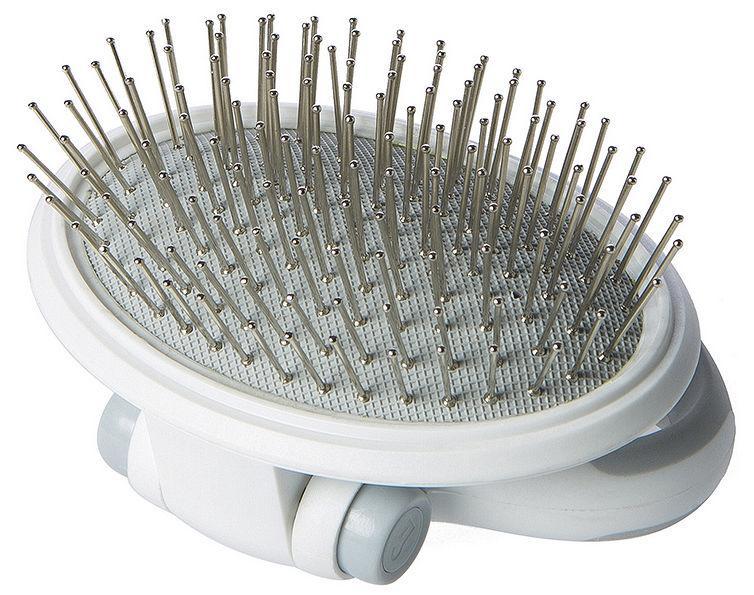 Pet Life ® 'Gyrater' Travel Swivel Pet Grooming Pin Brush - BIG FRENCHIES