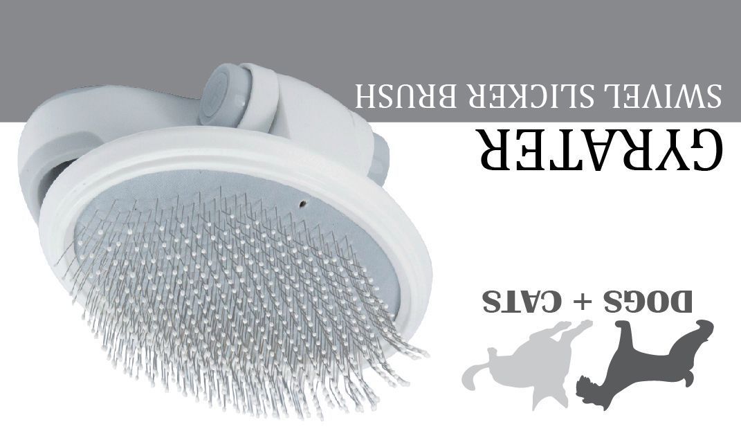 Pet Life ® 'Gyrater' Travel Swivel Pet Grooming Slicker Brush - BIG FRENCHIES