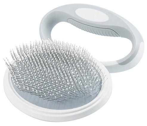 Pet Life ® 'Gyrater' Travel Swivel Pet Grooming Slicker Brush - BIG FRENCHIES