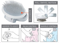 Pet Life ® 'Gyrater' Travel Swivel Pet Grooming Slicker Brush - BIG FRENCHIES