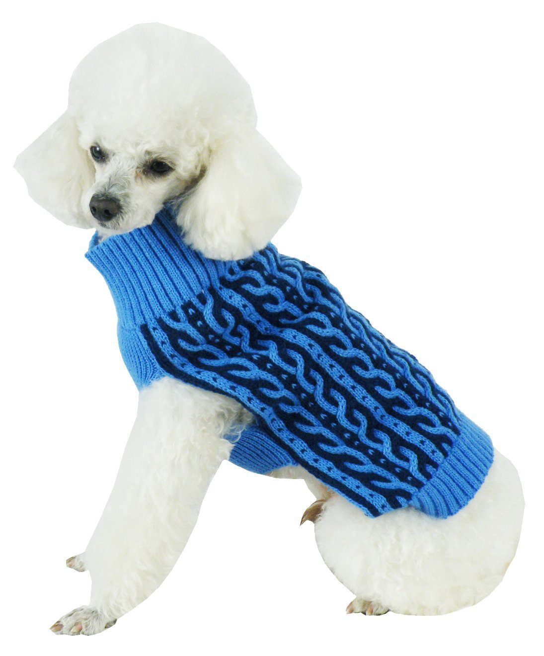 Pet Life ® 'Harmonious' Dual Color Weaved Heavy Cable Knitted Fashion Designer Dog Sweater - BIG FRENCHIES