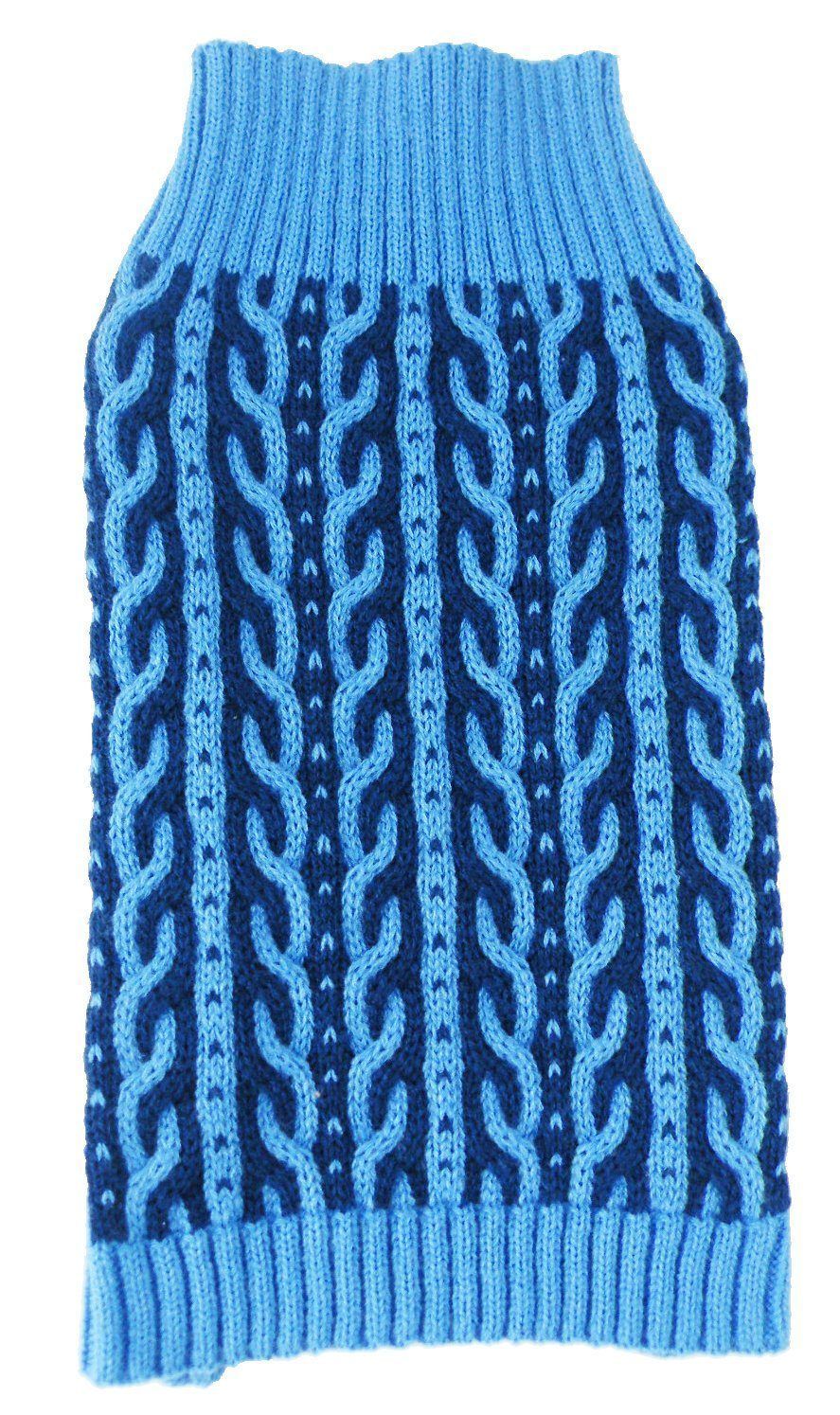 Pet Life ® 'Harmonious' Dual Color Weaved Heavy Cable Knitted Fashion Designer Dog Sweater - BIG FRENCHIES