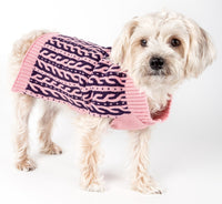 Pet Life ® 'Harmonious' Dual Color Weaved Heavy Cable Knitted Fashion Designer Dog Sweater - BIG FRENCHIES