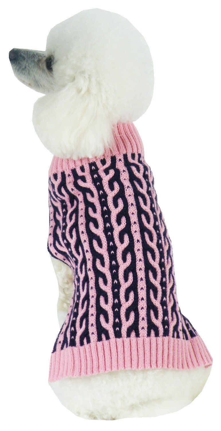 Pet Life ® 'Harmonious' Dual Color Weaved Heavy Cable Knitted Fashion Designer Dog Sweater - BIG FRENCHIES