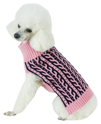 Pet Life ® 'Harmonious' Dual Color Weaved Heavy Cable Knitted Fashion Designer Dog Sweater - BIG FRENCHIES