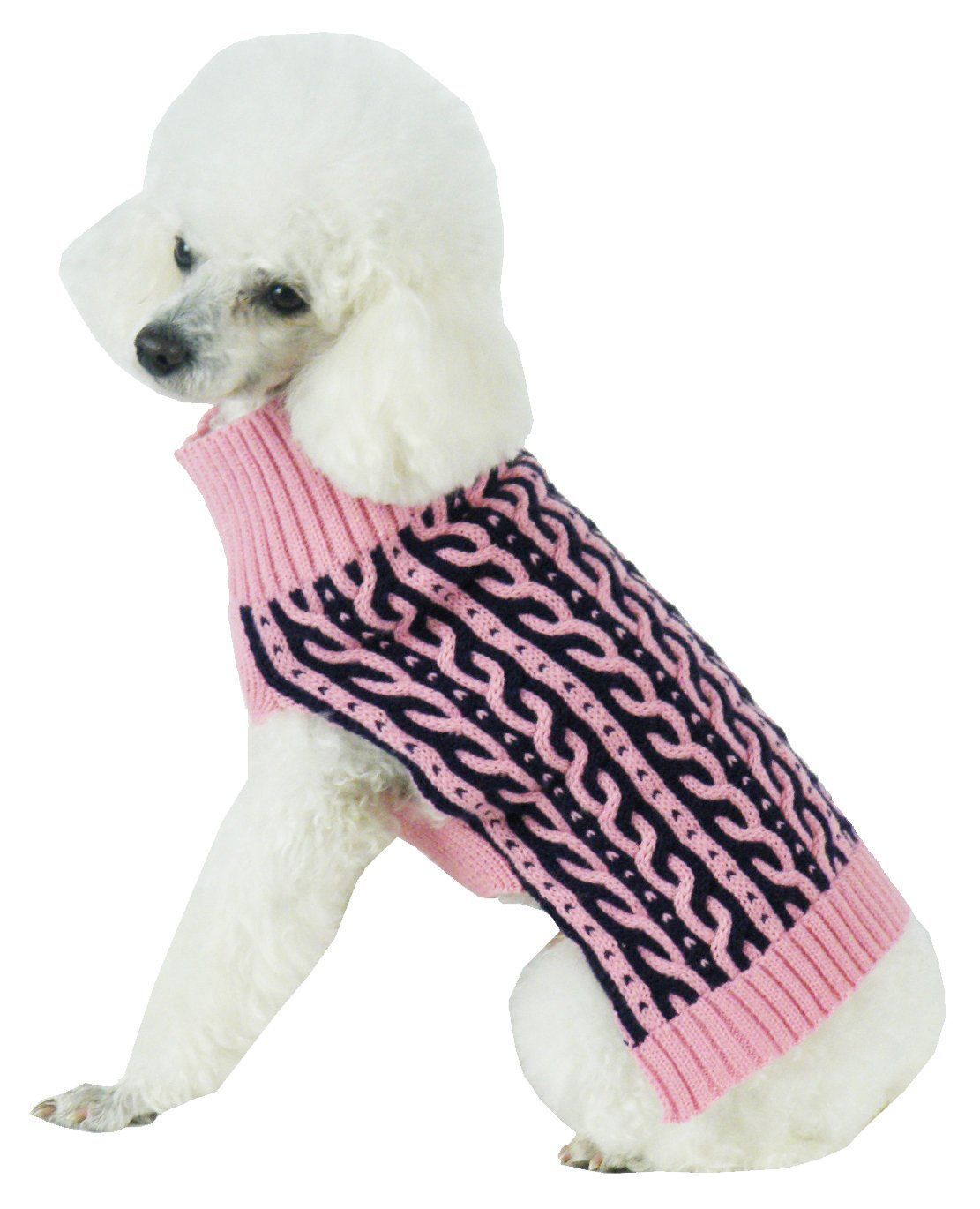 Pet Life ® 'Harmonious' Dual Color Weaved Heavy Cable Knitted Fashion Designer Dog Sweater - BIG FRENCHIES