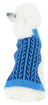 Pet Life ® 'Harmonious' Dual Color Weaved Heavy Cable Knitted Fashion Designer Dog Sweater - BIG FRENCHIES