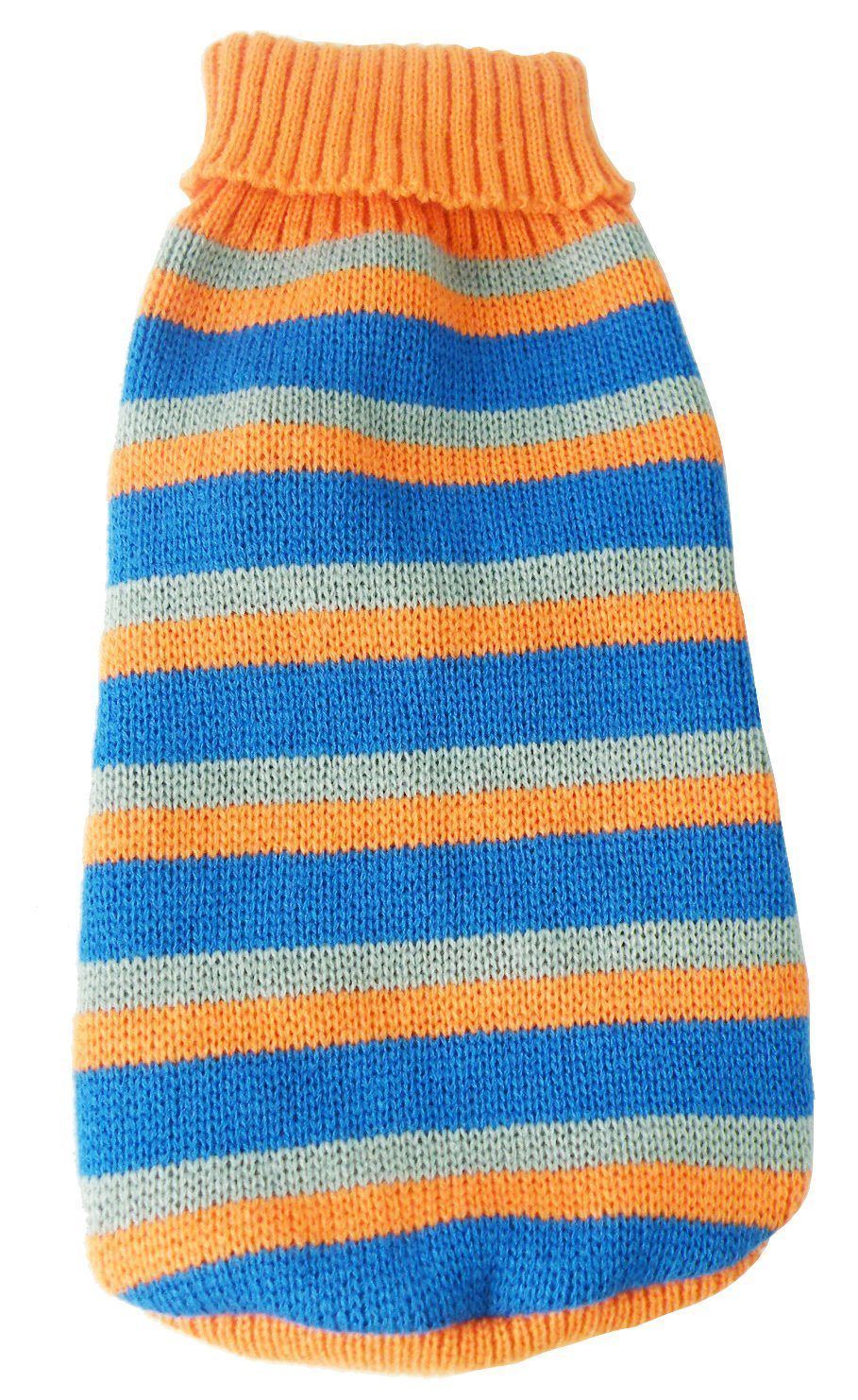 Pet Life ® Heavy Cable Knitted Striped Fashion Designer Polo Dog Sweater - BIG FRENCHIES