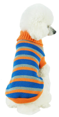 Pet Life ® Heavy Cable Knitted Striped Fashion Designer Polo Dog Sweater - BIG FRENCHIES