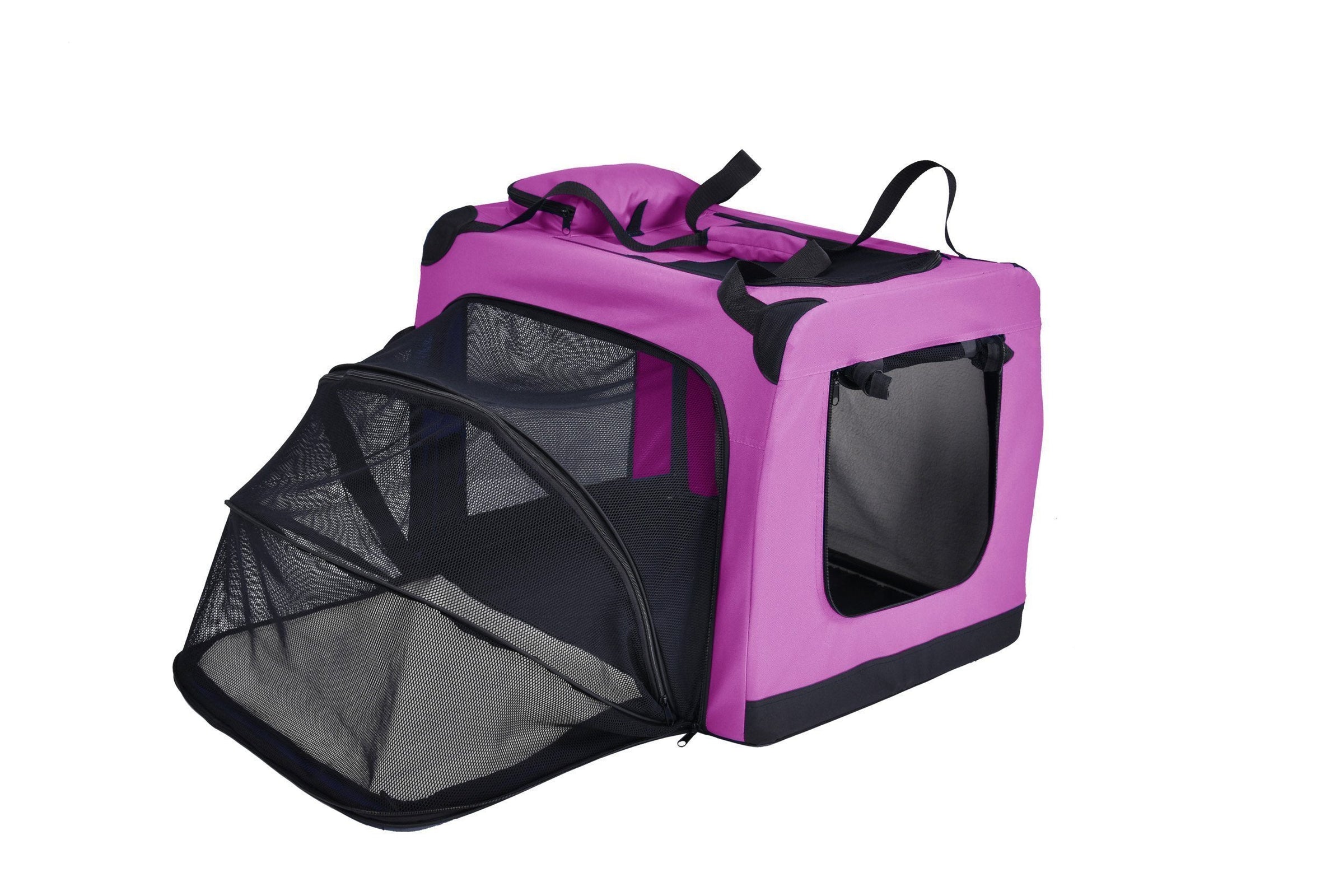 Pet Life ® 'Hounda Accordion' Metal Framed Soft-Folding Collapsible Dual-Sided Expandable Pet Dog Crate - BIG FRENCHIES