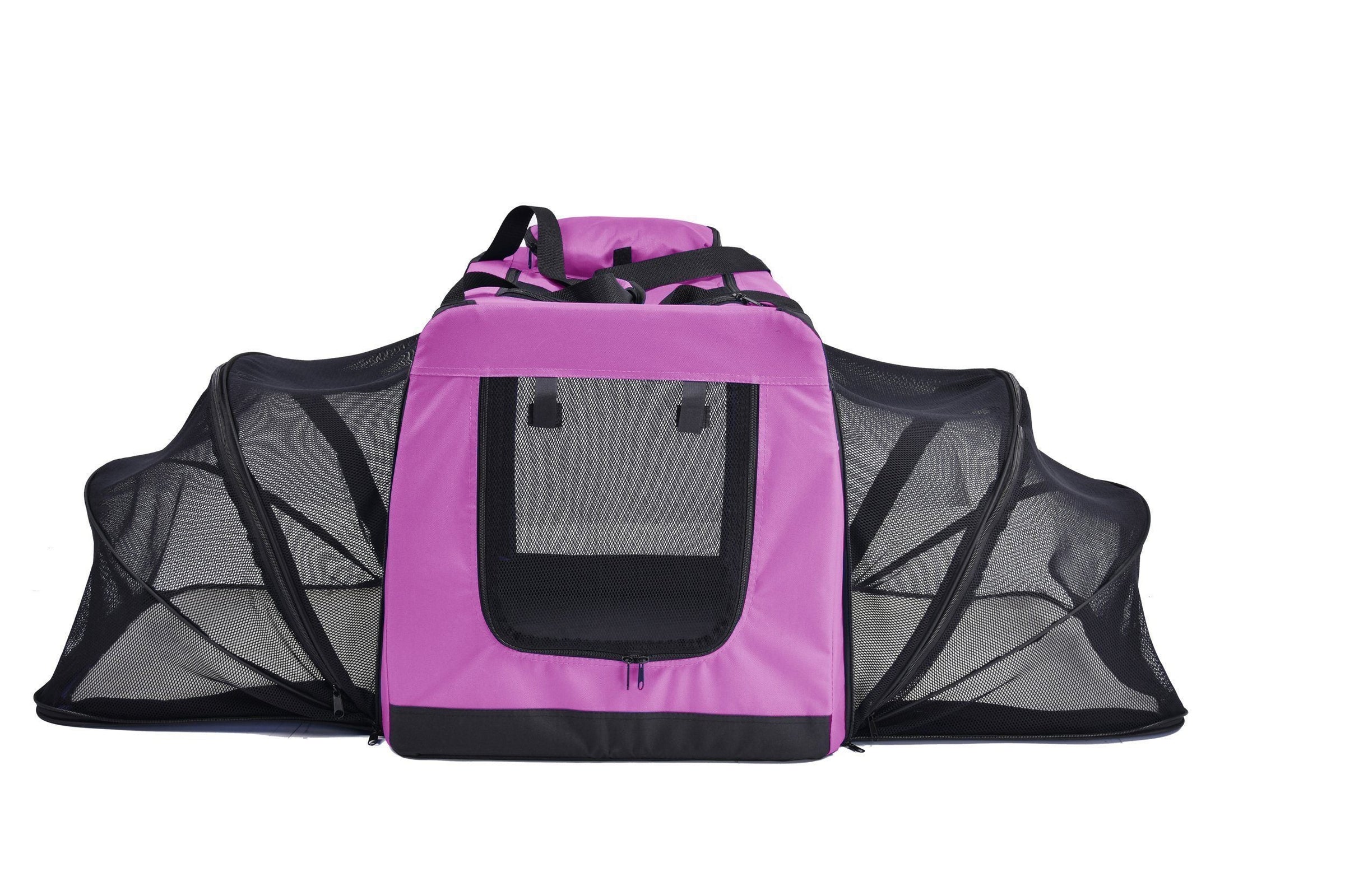 Pet Life ® 'Hounda Accordion' Metal Framed Soft-Folding Collapsible Dual-Sided Expandable Pet Dog Crate - BIG FRENCHIES