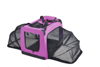Pet Life ® 'Hounda Accordion' Metal Framed Soft-Folding Collapsible Dual-Sided Expandable Pet Dog Crate - BIG FRENCHIES